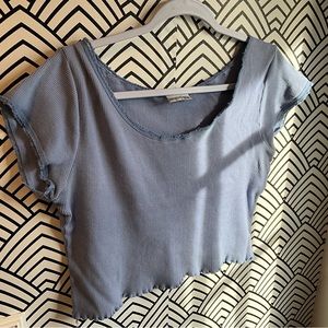 Y2k Newport News 90s baby tee light blue lettuce edge OG fairycore